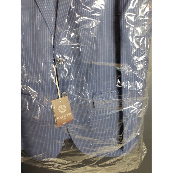 Snover Blue Pinstripe Suit Men's 38 Jacket/34W Pants 2-Pc Sharp Fit - Picture 2 of 16
